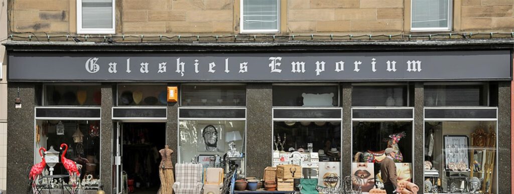 Galashiels Emporium shop front on Channel Street, Galashiels, Scottish Borders